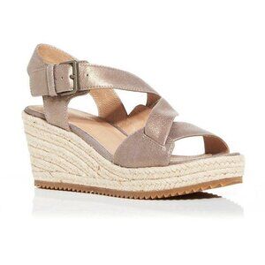 Eileen Fisher Beckon Espadrille Wedge Sandal Platinum Metallic Bronze Wedge 6.5